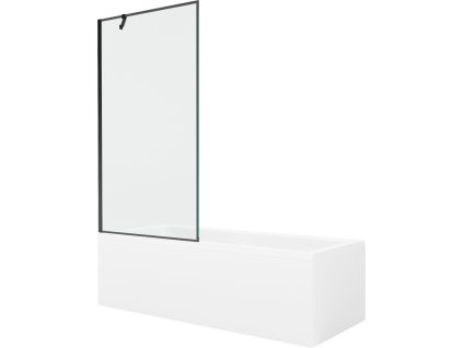 MEXEN/S - Cubik obdélníková vana 170 x 70 cm s panelem + vanová zástěna 90 cm, černá vzor 550317070X9509007070