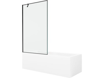 MEXEN/S - Cubik obdélníková vana 170 x 70 cm s panelem + vanová zástěna 100 cm, černá vzor 550317070X9510007070
