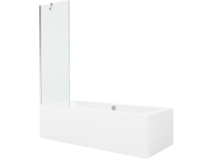MEXEN/S - Cube obdélníková vana 180 x 80 cm s panelem + vanová zástěna 60 cm, transparent, chrom 550518080X9506000001