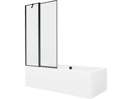 MEXEN/S - Cube obdélníková vana 180 x 80 cm s panelem+ vanová zástěna 100 cm, černá vzor 550518080X9410117070