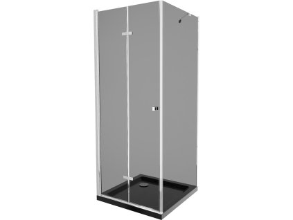 MEXEN/S - Lima sprchový kout zalamovací dveře 80 x 80, grafit, chrom + Flat černá vanička se sifonem 856-080-080-01-40-4070