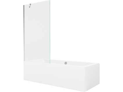MEXEN/S - Cube obdélníková vana 180 x 80 cm s panelem + vanová zástěna 90 cm, transparent, chrom 550518080X9509000001