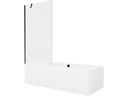 MEXEN/S - Cube obdélníková vana 180 x 80 cm s panelem + vanová zástěna 90 cm, transparent, černá 550518080X9509000070
