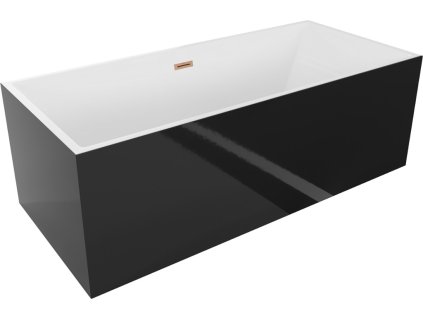 MEXEN/S - Vigo volně stojící vana 178,5 x 80 cm, bílá/černá, sifon a přepad nikl kartáčovaná 51251788075-97