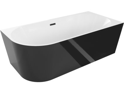 MEXEN/S - Mia volně stojící rohová vana pravá 170 x 80, bílá/černá, sifon a přepad černá 52691708075P-70