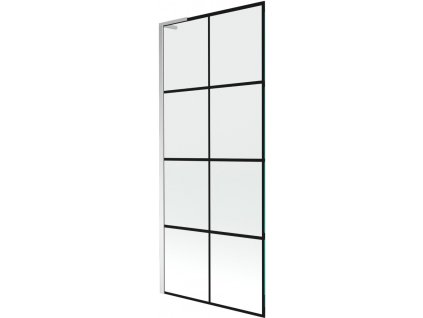 MEXEN/S - Next L vanová zástěna FIX 80 x 150 cm, černá vzor, chrom 895-080-000-03-77-01