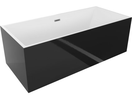 MEXEN/S - Vigo volně stojící vana 178,5 x 80 cm, bílá/černá, sifon a přepad grafit metal 51251788075-95