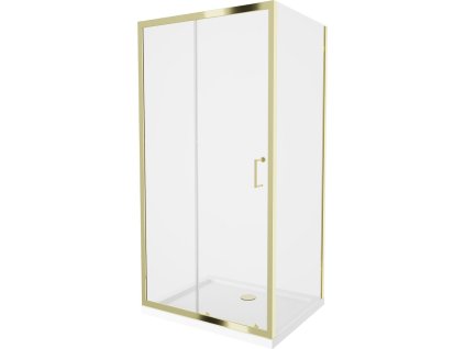 MEXEN/S - Apia Sprchový kout 100x90, transparent, zlato + vanička se sifonem 840-100-090-50-00-4010G