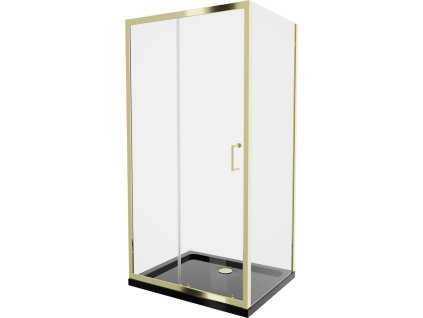 MEXEN/S - Apia Sprchový kout 100x90, transparent, zlato + vanička se sifonem 840-100-090-50-00-4070G