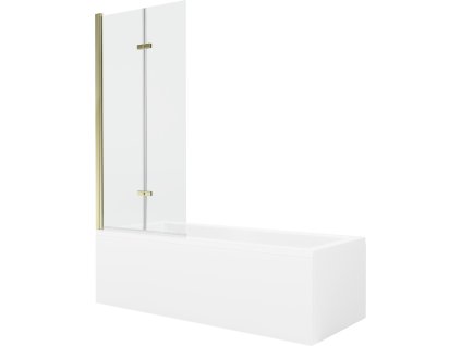 MEXEN/S - Cubik obdélníková vana 170 x 70 cm s panelem + vanová zástěna 80 cm, transparent, zlatá 550317070X9208025000