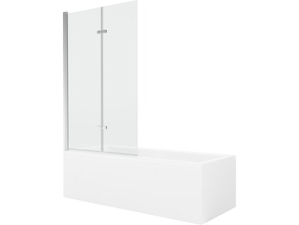 MEXEN/S - Cubik obdélníková vana 170 x 70 cm s panelem + vanová zástěna 100 cm, transparent, chrom 550317070X9210020100