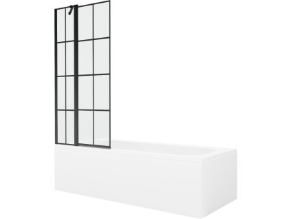 MEXEN/S - Vega obdélníková vana 150 x 70 cm s panelem + vanová zástěna 80 cm, černá vzor 550115070X9408117077