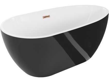 MEXEN/S - Eos volně stojící vana 150 x 75 cm, bílá/černá, sifon a přepad růžové zlato 52471507575-60