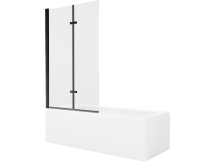 MEXEN/S - Cubik obdélníková vana 170 x 70 cm s panelem + vanová zástěna 100 cm, transparent, černá 550317070X9210027000