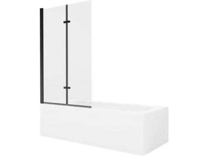 MEXEN/S - Vega obdélníková vana 150 x 70 cm s panelem + vanová zástěna 100 cm, transparent, černá 550115070X9210027000