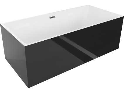 MEXEN/S - Nita volně stojící vana 170 x 80, bílá/černá, sifon a přepad grafit kartáčovaná 52091708075-66