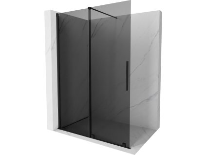 MEXEN/S - Velar Sprchová zástěna posuvná Walk-in 130 x 200 cm, grafit 8 mm, černá 871-130-000-43-70