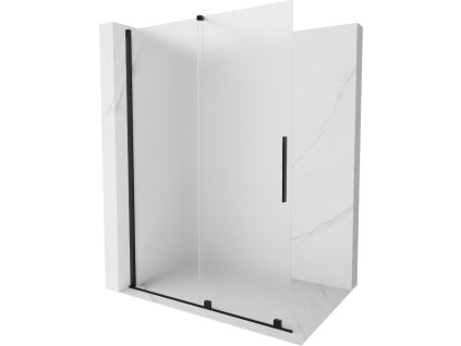 MEXEN/S - Velar Sprchová zástěna posuvná Walk-in 140 x 200 cm, dekor 8 mm, černá 871-140-000-33-70