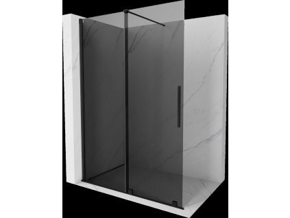 MEXEN/S - Velar Sprchová zástěna posuvná Walk-in 140 x 200 cm, grafit 8 mm, černá 871-140-000-43-70