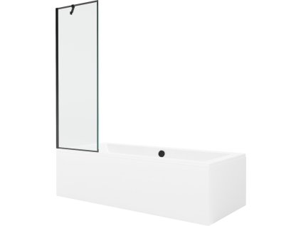 MEXEN/S - Cube obdélníková vana 170 x 80 cm s panelem + vanová zástěna 60 cm, černá vzor 550517080X9506007070