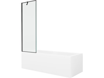 MEXEN/S - Cubik obdélníková vana 170 x 70 cm s panelem + vanová zástěna 60 cm, černá vzor 550317070X9506007070
