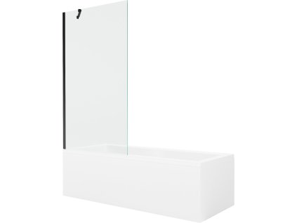 MEXEN/S - Cubik obdélníková vana 170 x 70 cm s panelem + vanová zástěna 90 cm, transparent, černá 550317070X9509000070