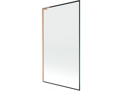MEXEN/S - Next L vanová zástěna FIX 100 x 150 cm, černá vzor,  měď kartáčovaná 895-100-000-03-70-65