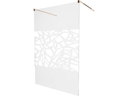 MEXEN/S - KIOTO samostatně stojící sprchová zástěna 110 x 200, transparent/bílá vzor 8 mm, růžové zlato 800-110-002-60-85