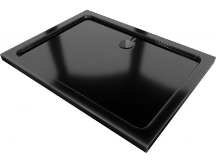 MEXEN/S - Flat sprchová vanička obdélníková slim 80 x 70, černá + černý sifon 40707080B