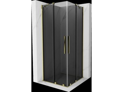 MEXEN/S - Velar Duo sprchový kout, posuvné dveře 80 x 80, grafit, zlato 871-080-080-42-50