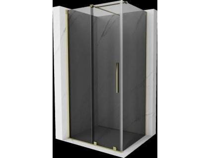 MEXEN/S - Velar sprchový kout, posuvné dveře 130 x 90 cm, grafit, zlato 871-130-090-41-50