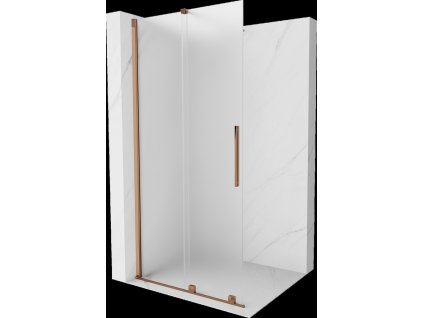 MEXEN/S - Velar Sprchová zástěna posuvná Walk-in 70 x 200 cm, dekor 8 mm, růžové zlato 871-070-000-33-60