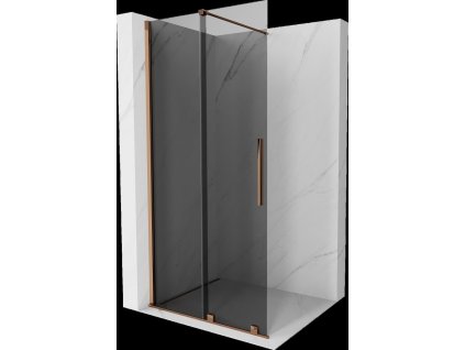 MEXEN/S - Velar Sprchová zástěna posuvná Walk-in 70 x 200 cm, grafit 8 mm, růžové zlato 871-070-000-43-60