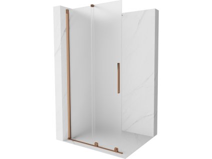 MEXEN/S - Velar Sprchová zástěna posuvná Walk-in 85 x 200 cm, dekor 8 mm, růžové zlato 871-085-000-33-60