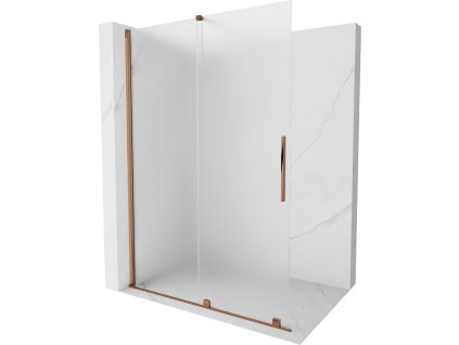MEXEN/S - Velar Sprchová zástěna posuvná Walk-in 150 x 200 cm, dekor 8 mm, růžové zlato 871-150-000-33-60