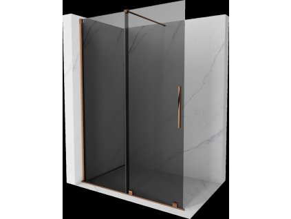MEXEN/S - Velar Sprchová zástěna posuvná Walk-in 160 x 200 cm, grafit 8 mm, růžové zlato 871-160-000-43-60