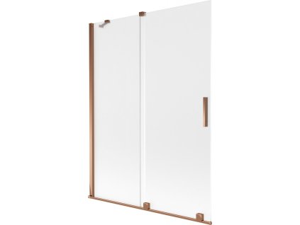 MEXEN/S - Velar dvoukřídlá posuvná vanová zástěna 130 x 150 cm, dekor, růžové zlato 896-130-000-31-60