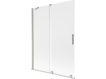 MEXEN/S - Velar dvoukřídlá posuvná vanová zástěna 130 x 150 cm, dekor, nikl kartáčovaný 896-130-000-31-97