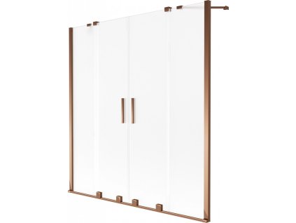 MEXEN/S - Velar Duo dvoukřídlá posuvná vanová zástěna 150 x 150 cm, dekor, růžové zlato 896-150-000-32-60