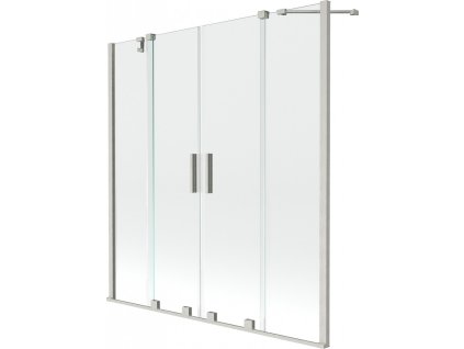 MEXEN/S - Velar Duo dvoukřídlá posuvná vanová zástěna 150 x 150 cm, transparent, nikl kartáčovaný 896-150-000-02-97