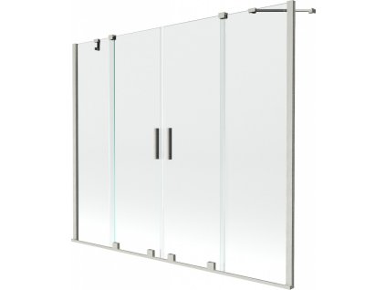 MEXEN/S - Velar Duo dvoukřídlá posuvná vanová zástěna 180 x 150 cm, transparent, nikl kartáčovaný 896-180-000-02-97