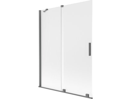 MEXEN/S - Velar dvoukřídlá posuvná vanová zástěna 130 x 150 cm, dekor, grafit metal 896-130-000-31-95