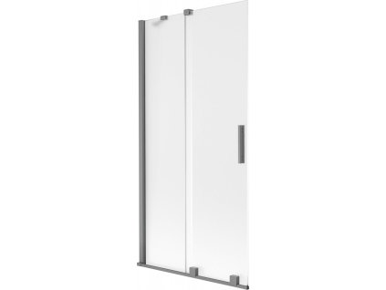 MEXEN/S - Velar dvoukřídlá posuvná vanová zástěna 95 x 150 cm, dekor, grafit metal 896-095-000-31-95