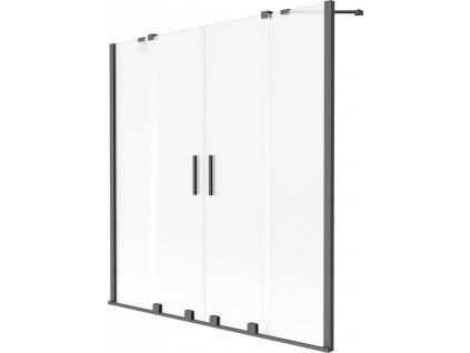 MEXEN/S - Velar Duo dvoukřídlá posuvná vanová zástěna 150 x 150 cm, dekor, grafit metal 896-150-000-32-95