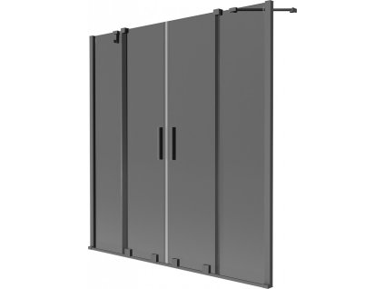 MEXEN/S - Velar Duo dvoukřídlá posuvná vanová zástěna 140 x 150 cm, grafit, grafit metal 896-140-000-42-95