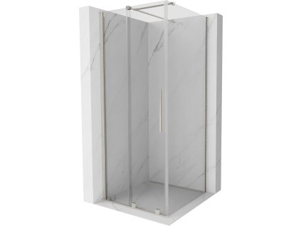 MEXEN/S - Velar sprchový kout, posuvné dveře 100 x 100 cm, transparent, nikl kartáčovaná 871-100-100-01-97