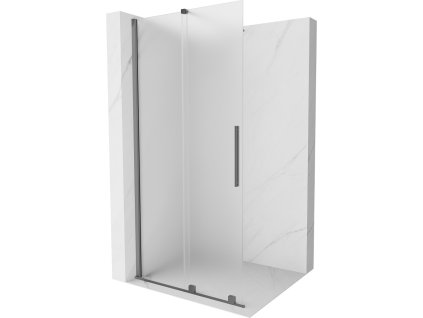 MEXEN/S - Velar Sprchová zástěna posuvná Walk-in 85 x 200 cm, dekor 8 mm, grafit metal 871-085-000-33-95