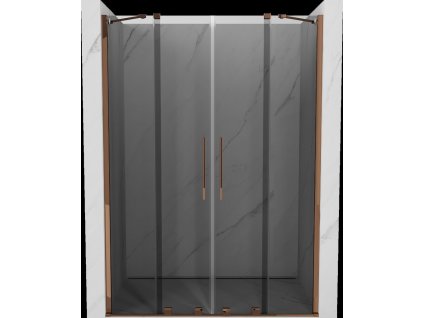 MEXEN/S - Velar Duo posuvné sprchové dveře 140 cm, grafit, růžové zlato 871-140-000-42-60