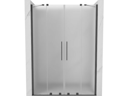 MEXEN/S - Velar Duo posuvné sprchové dveře 150 cm, dekor, grafit kartáčovaná 871-150-000-32-66