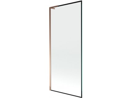 MEXEN/S - Next L vanová zástěna FIX 80 x 150 cm, černá vzor, růžové zlato 895-080-000-03-70-60